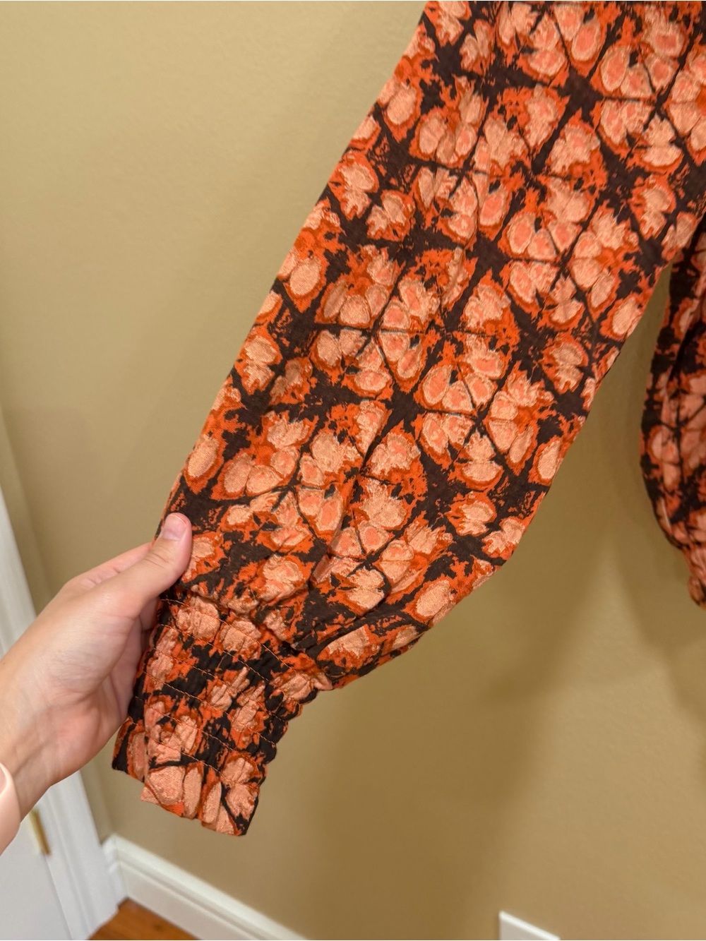Anthropologie Cotton Orange & Black Tie-Dye Pullover Blouse Top Small - Picture 12 of 12